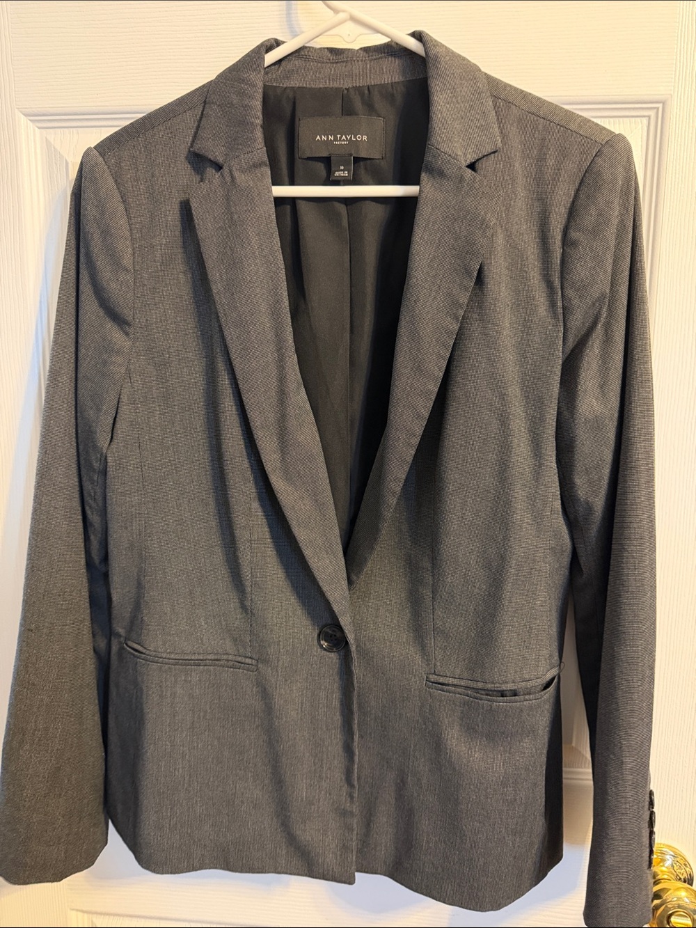 Ann Taylor Factory Gray Single-Button Tailored Blazer